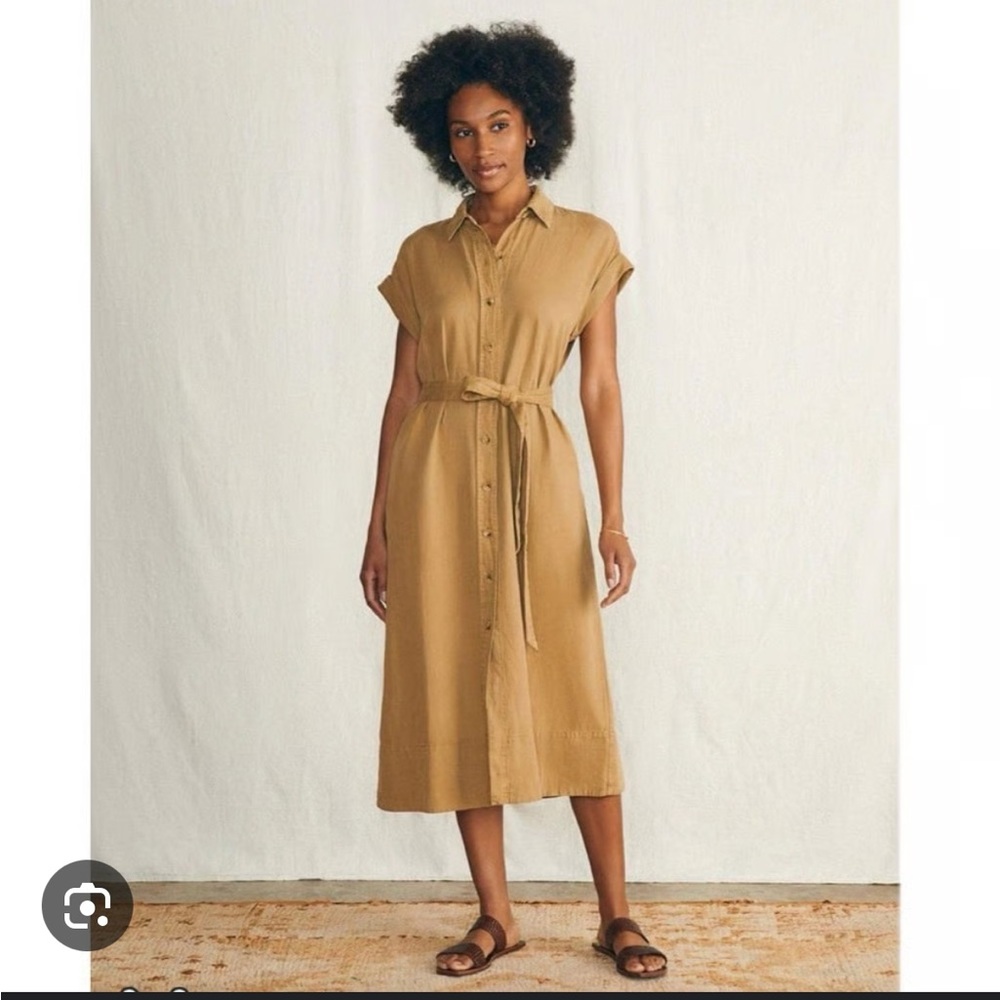 Faherty Arlie Short Sleeve Shirt Dress Antique Bronze